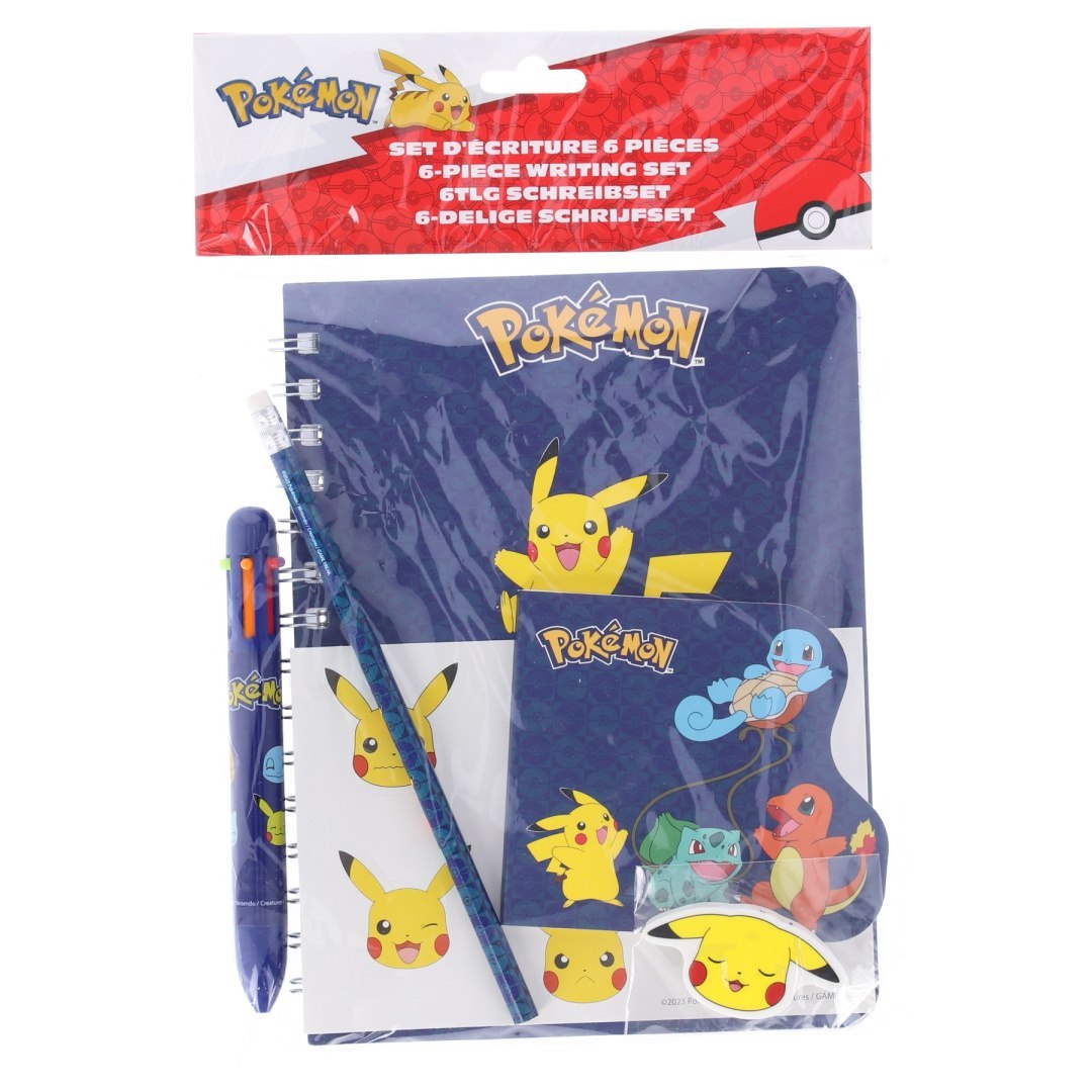 Pokémon-Zubehörset von LA PLUME mit Notizbuch, Kugelschreiber, Bleistift und Aufklebern