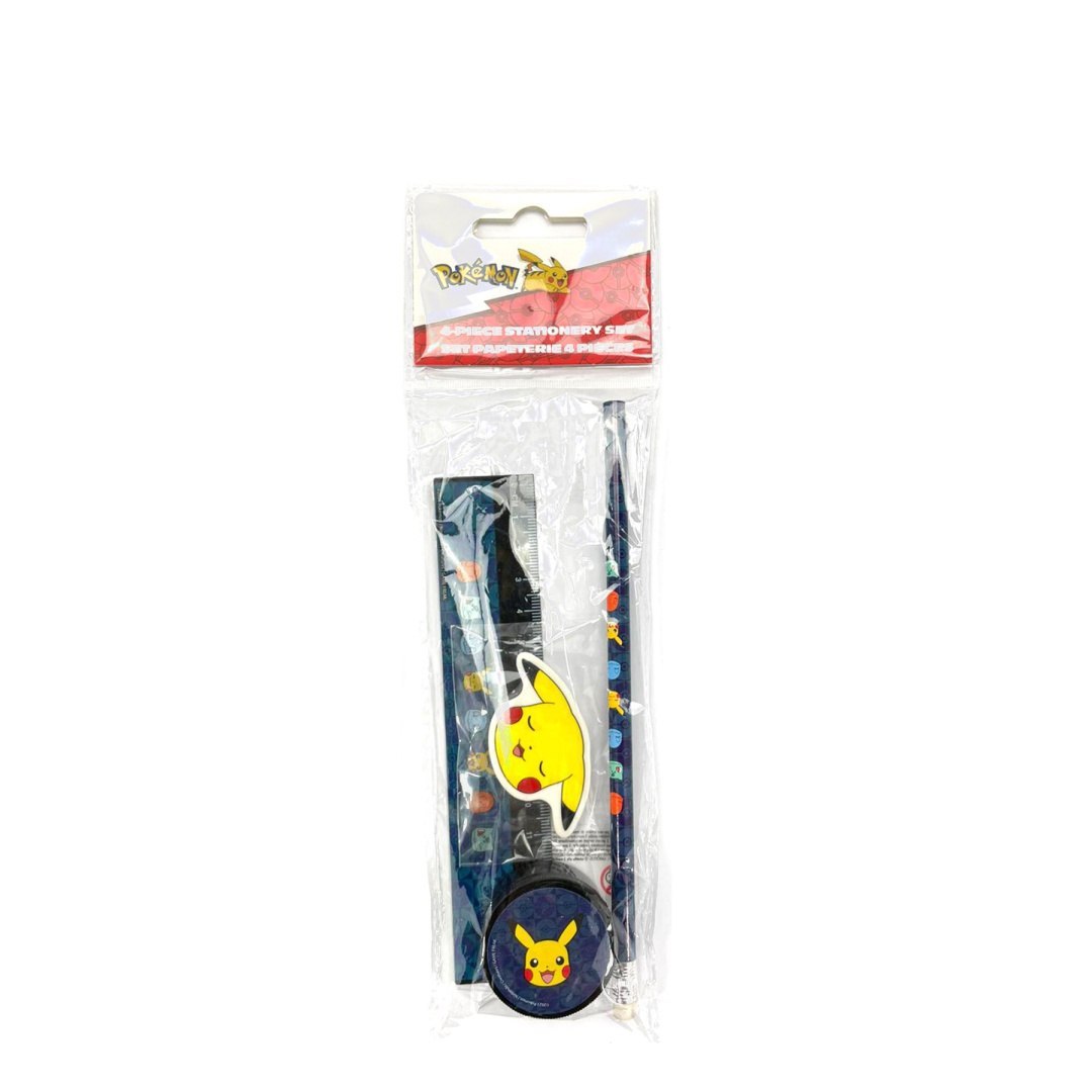 Pokémon school supplies set with Pikachu including a ruler, pencil, and sharpener