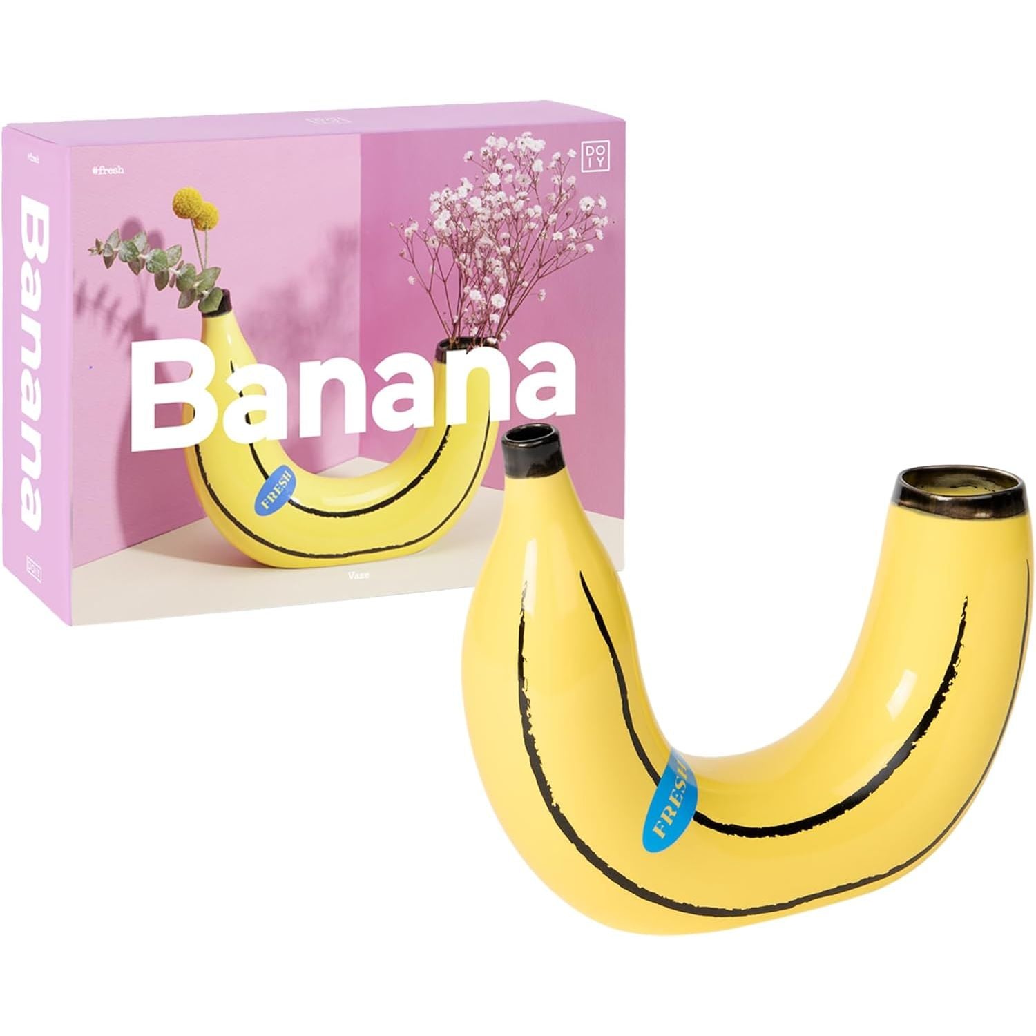 Wazon dekoracyjny żółty banan w kształcie banana do kwiatów od WABOBA AB