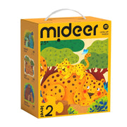 Puzzle edukacyjne dla dzieci Mideer poziom 2 z obrazkiem dzikich kotów w lesie