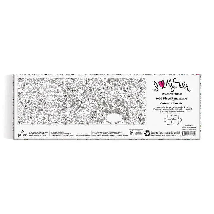 Puzzle 1000 elementów dla dorosłych Galison z panoramicznym wzorem do kolorowania