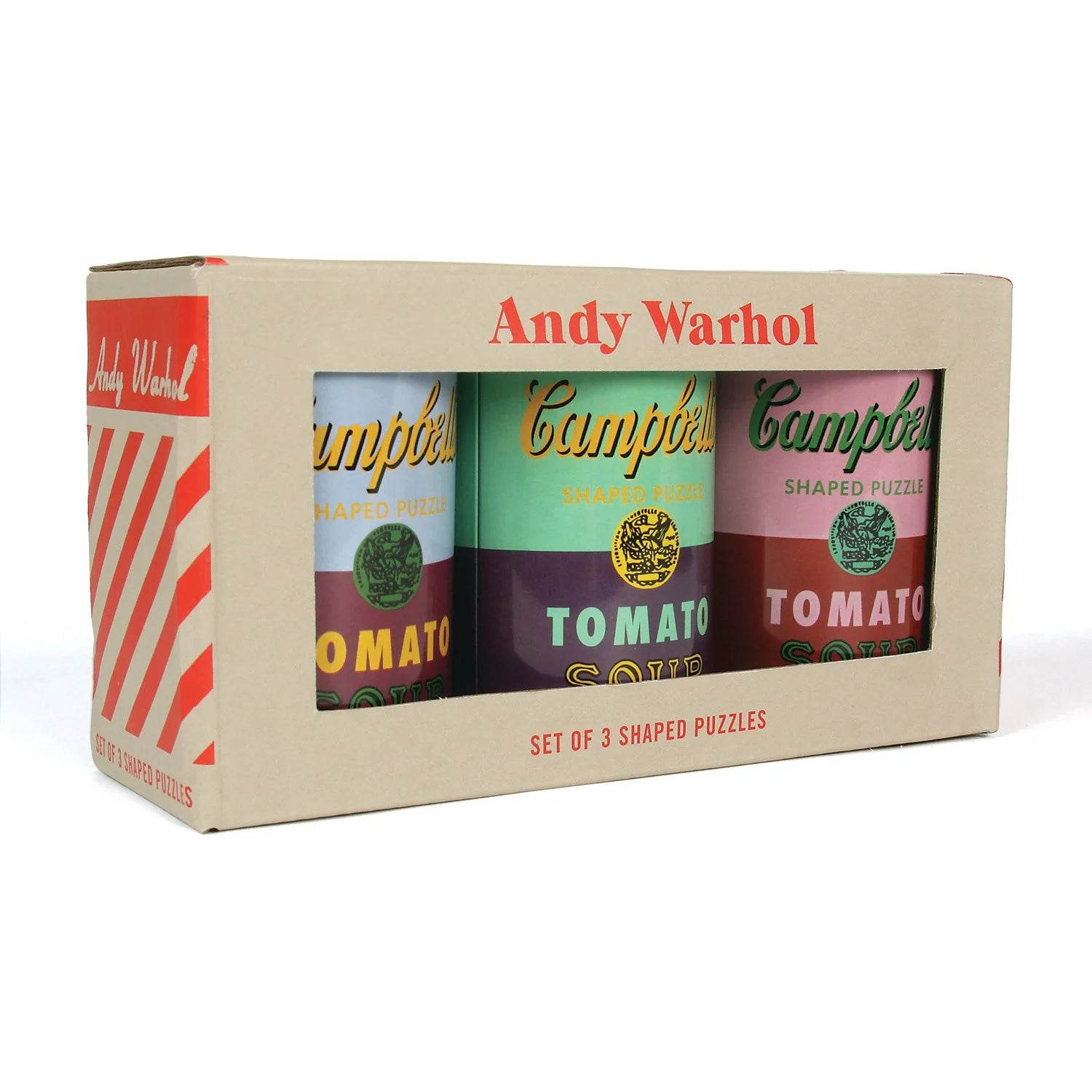 Puzzle Andy Warhol Soup Cans zestaw 3 ułożonych puzzli z kolorowymi puszkami zup Campbell