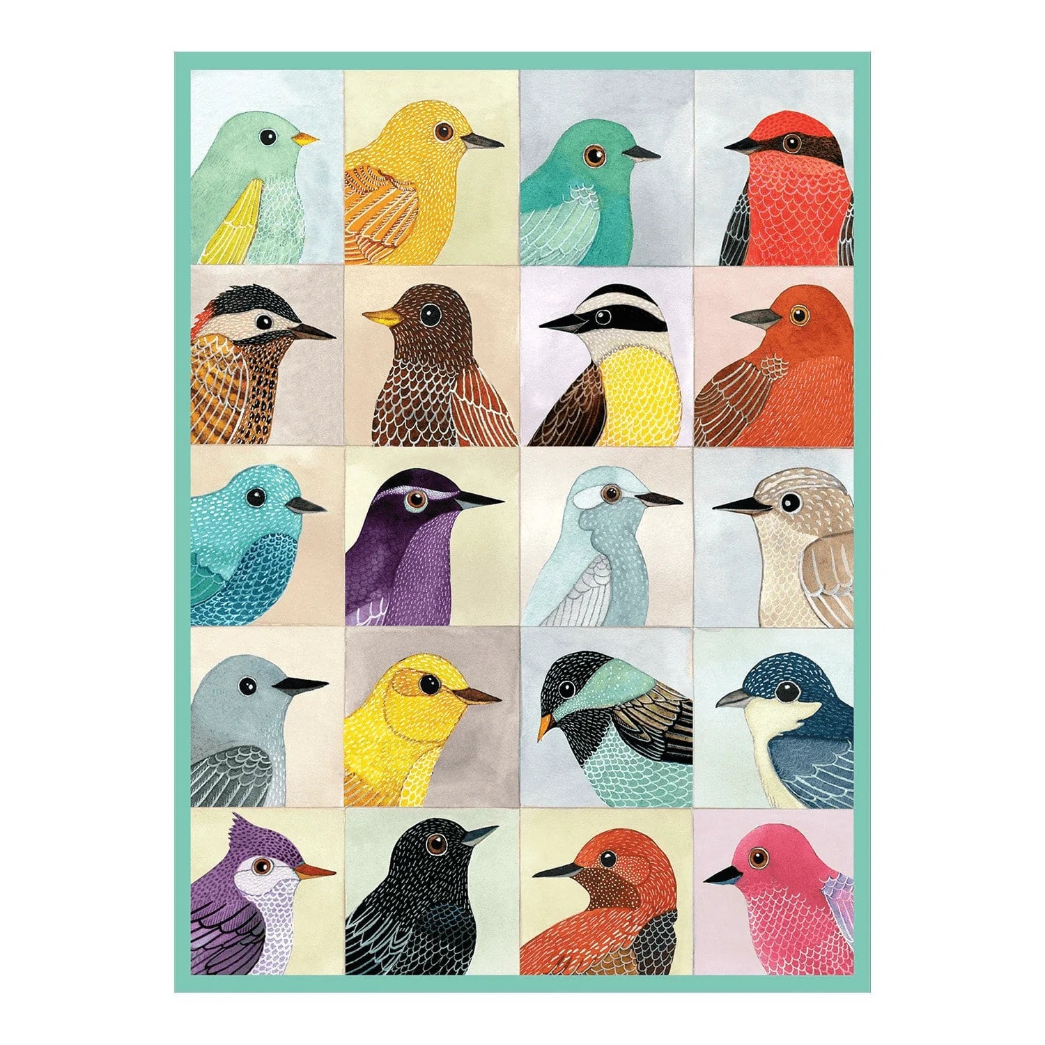 Puzzle 1000 elementów ptaki z kolorowymi ilustracjami różnych gatunków ptaków od Galison
