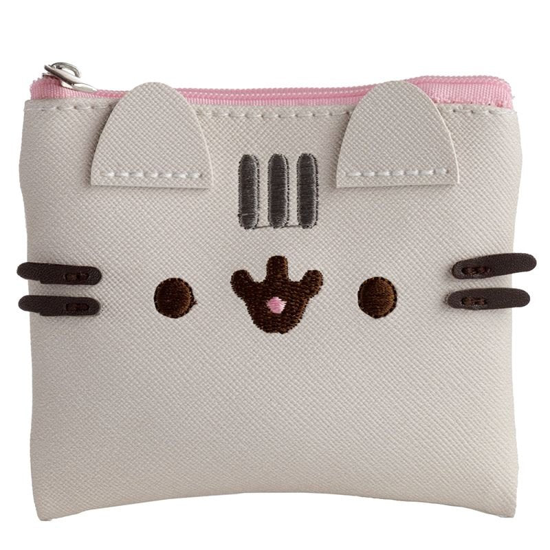 Portmonetka kot pusheen w jasnym kolorze z zamkiem i uszami kota na froncie