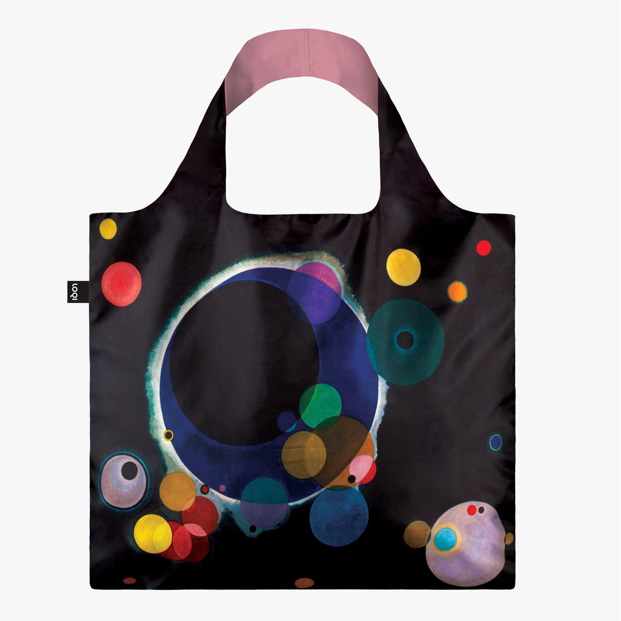 Torba podręczna Wassily Kandinsky z kolorowym abstrakcyjnym wzorem na czarnym tle marki Yamann
