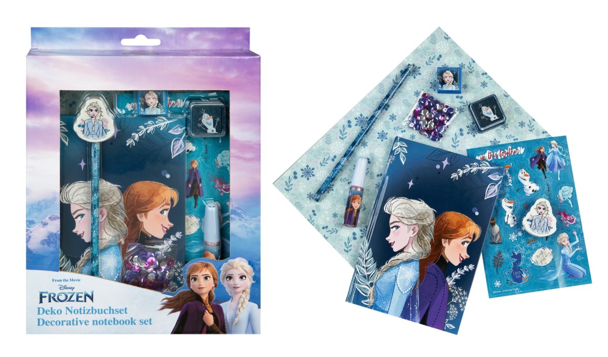 Set decorativo Frozen con quaderno, adesivi, matita e glitter da WABOBA AB