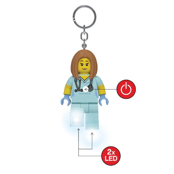 brelok LEGO weterynarka z podświetleniem LED i kluczem metalowym od MOB