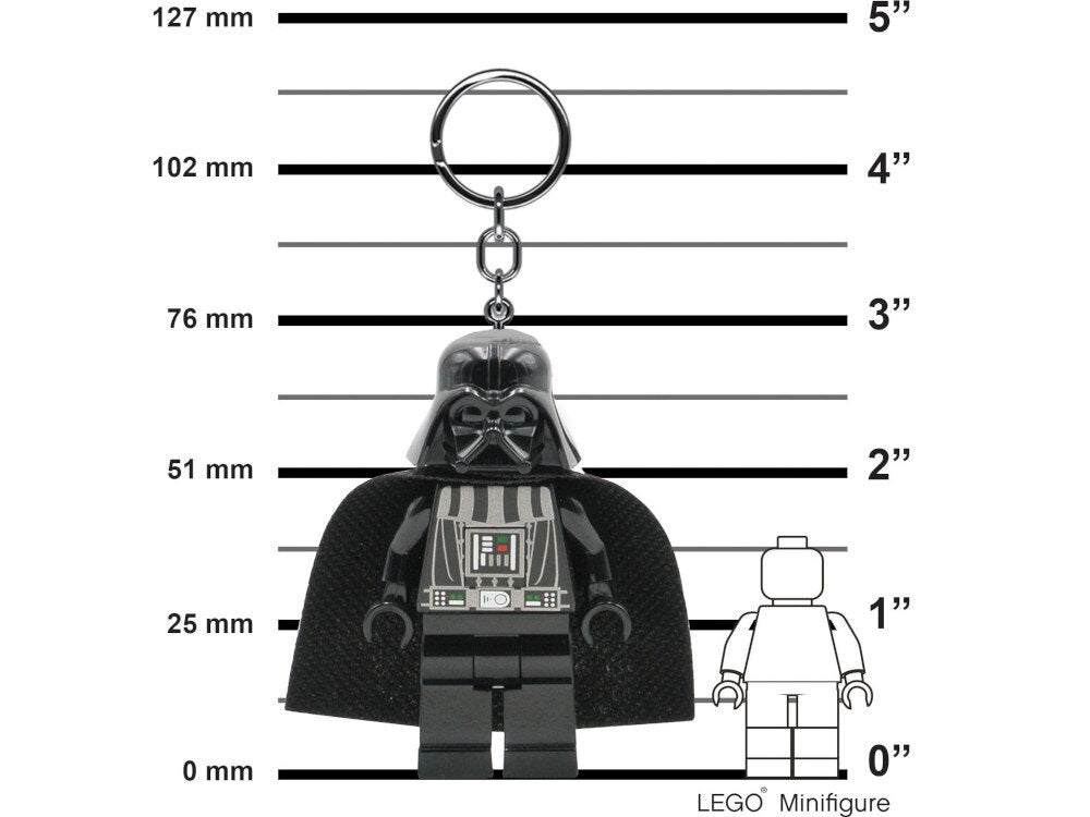 Brelok z latarką LEGO Star Wars Darth Vader w formie czarnej figurki z peleryną i brelokiem