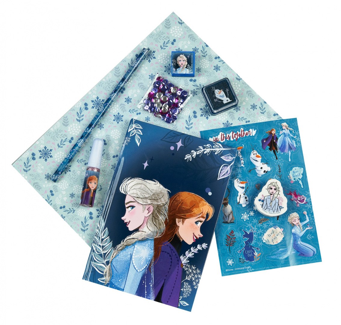 WABOBA AB set decorativo Frozen con adesivi, glitter, matita e motivi dei personaggi del film