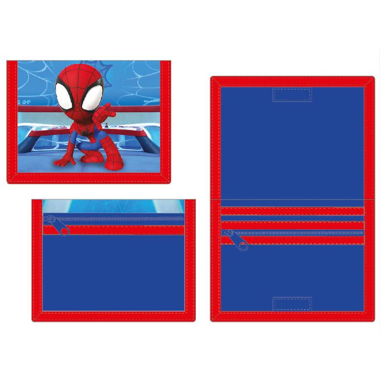 Blau-rotes Spiderman Portemonnaie für Kinder mit Druck und vielen Fächern