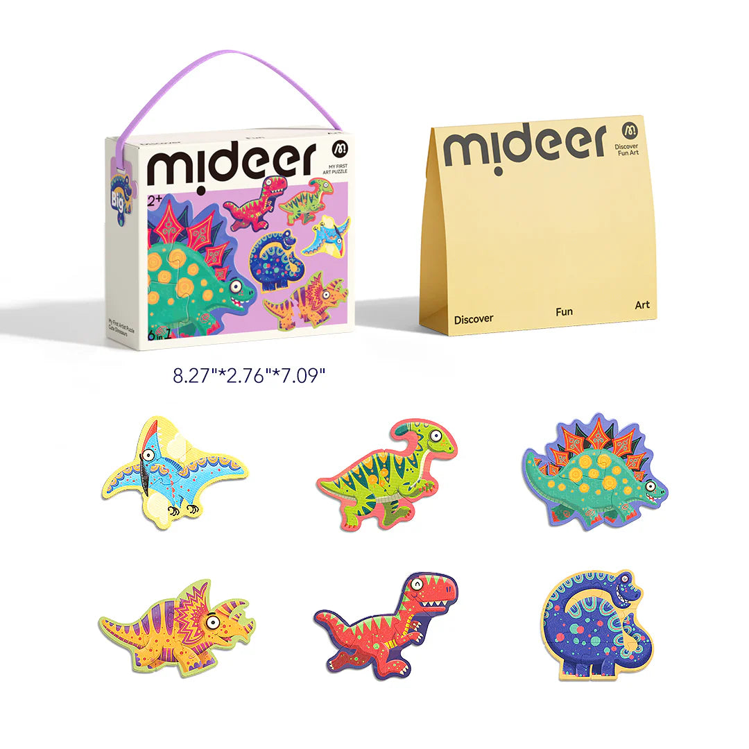 Pierwsze puzzle dinozaury marki EMS DOIY kolorowe drewniane układanki dla dzieci