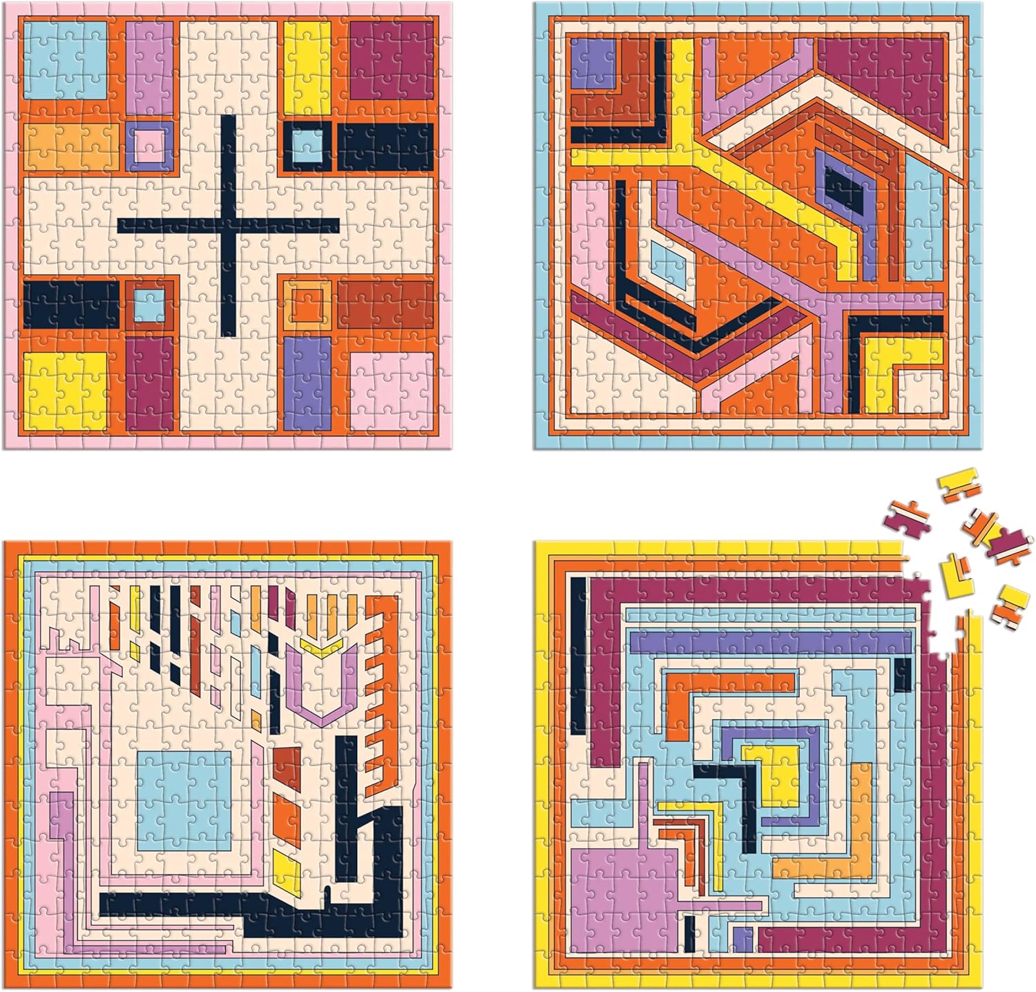Puzzle Frank Lloyd Wright 800 elementów z abstrakcyjnymi geometrycznymi wzorami firmy Galison