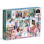 Puzzle 1000 elementów dla dorosłych Galison z kolorową ilustracją galerii sztuki z postaciami psów