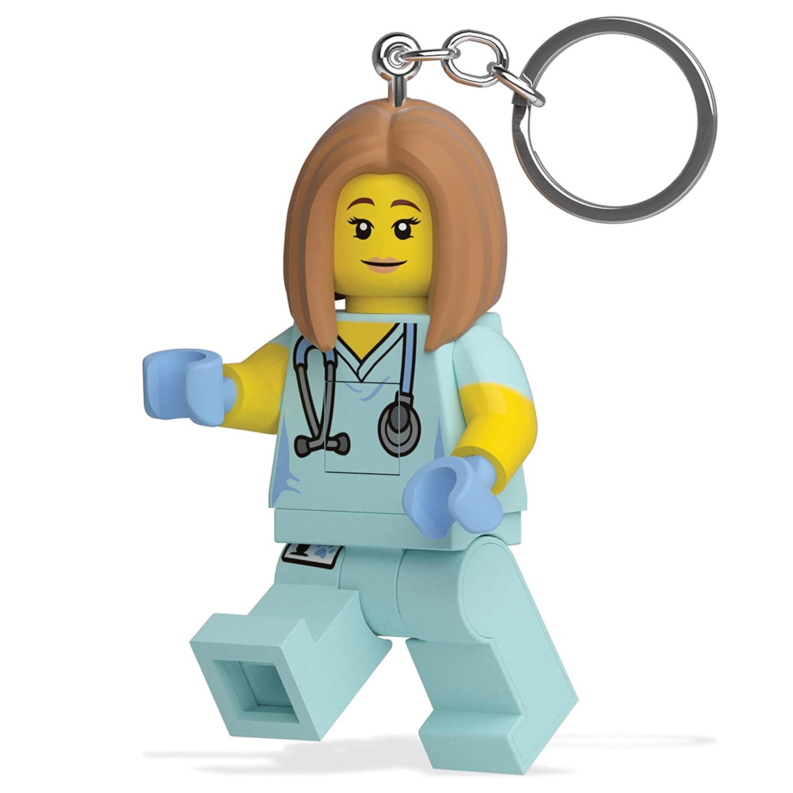 brelok LEGO weterynarka z figurką weterynarza w niebieskim uniformie i stetoskopem