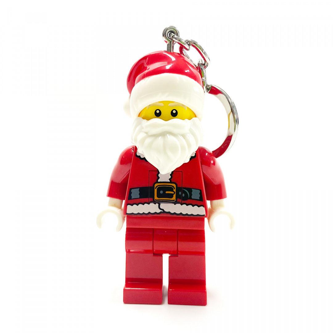 brelok z latarką LEGO Mikołaj w czerwonym stroju św. Mikołaja z białą brodą i czapką