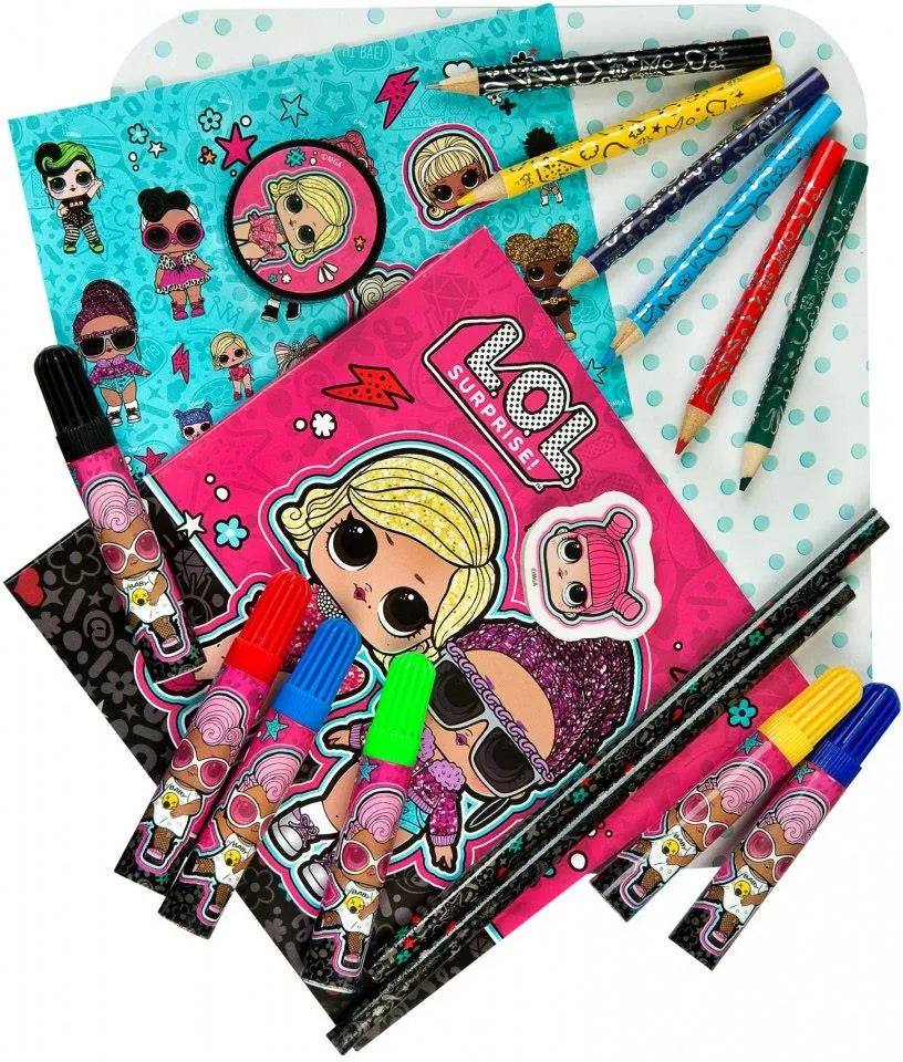 Wheeled suitcase LOL Surprise coloring set with colored markers and crayons