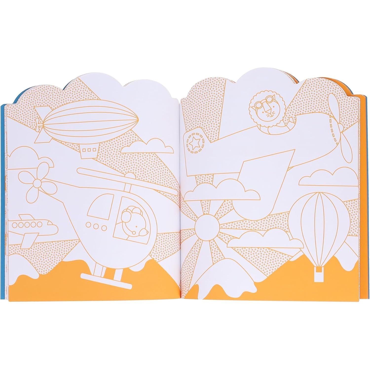 Kolorowanka pojazdy dla dzieci z obrazkami helikoptera, balonu, samolotu i sterowca do kolorowania