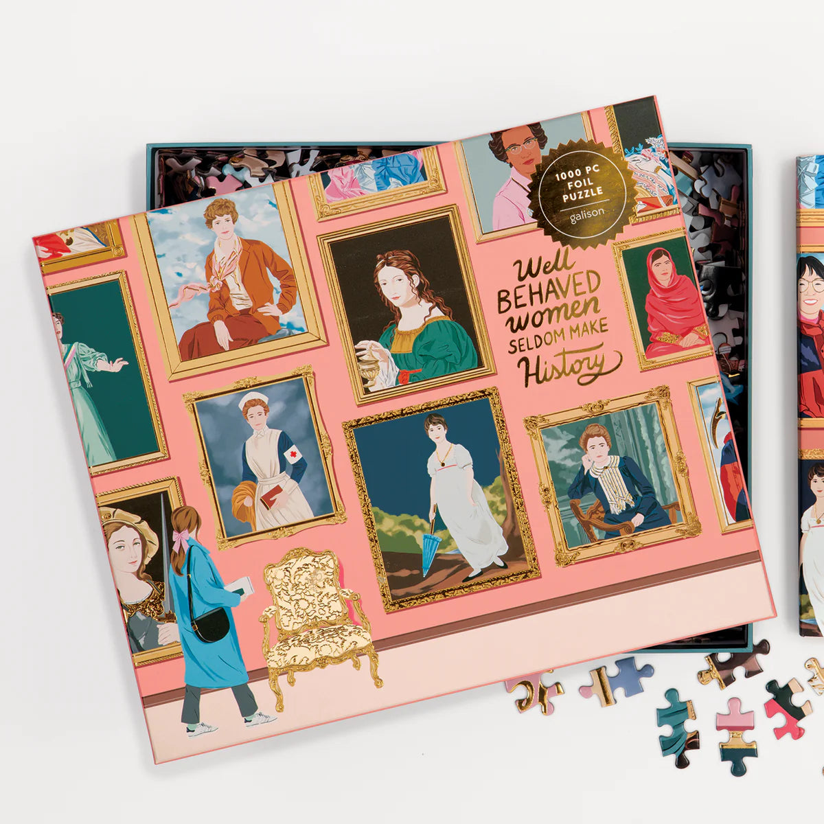 Puzzle Galison Herstory Museum 1000 elementów z ilustracjami sławnych kobiet w stylu muzealnym