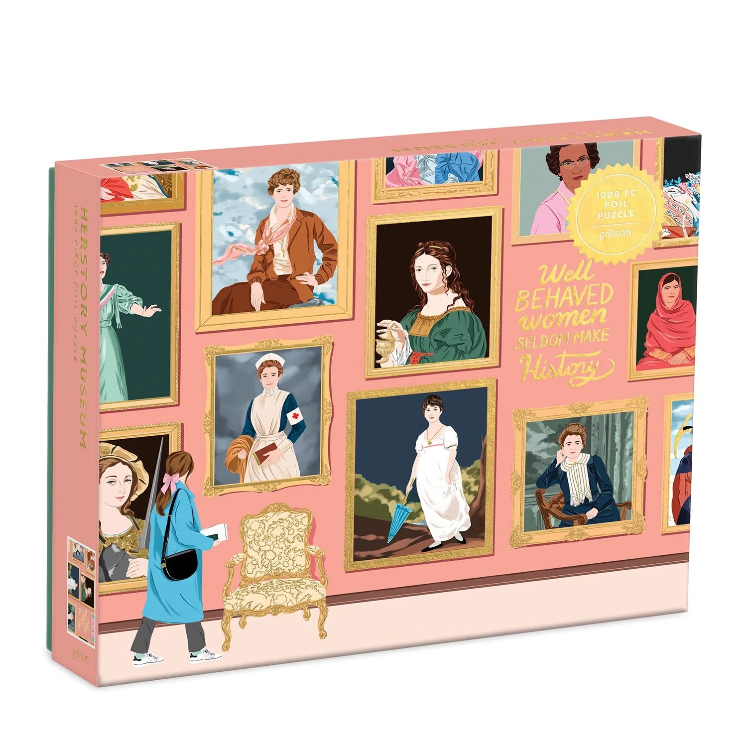 puzzle Galison Herstory Museum 1000 elementów z obrazami znanych kobiet historycznych w ramkach