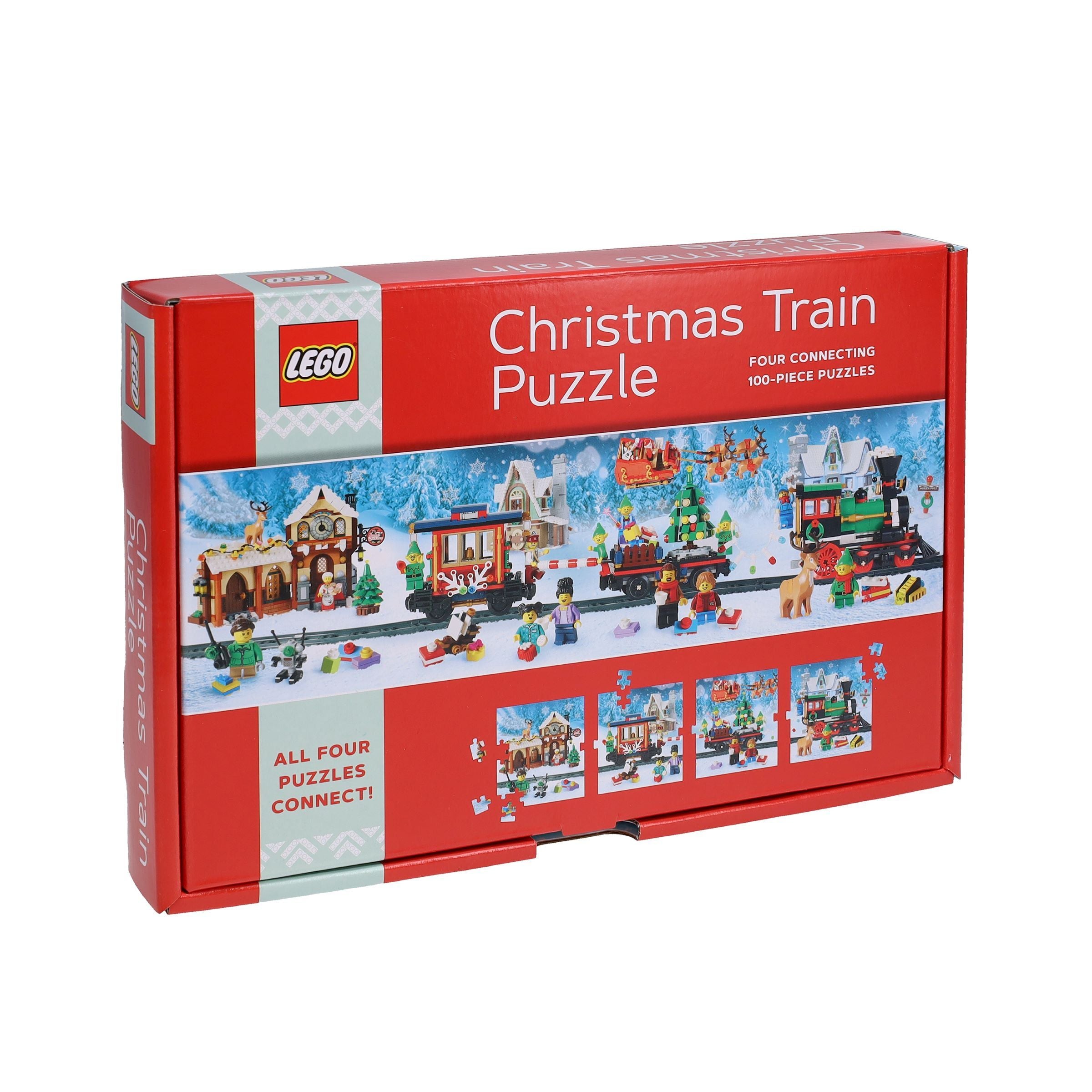 LEGO puzzle świąteczny pociąg zestaw układanka świąteczna 100 elementów cztery połączone puzzle