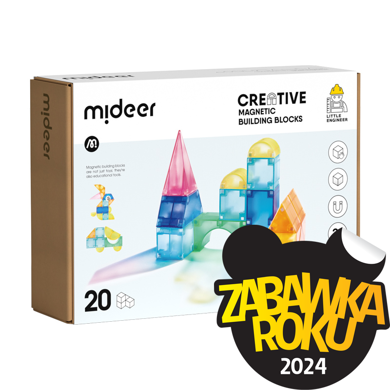Zestaw klocków magnetycznych 3D Mideer z 20 elementami do kreatywnej zabawy i nauki