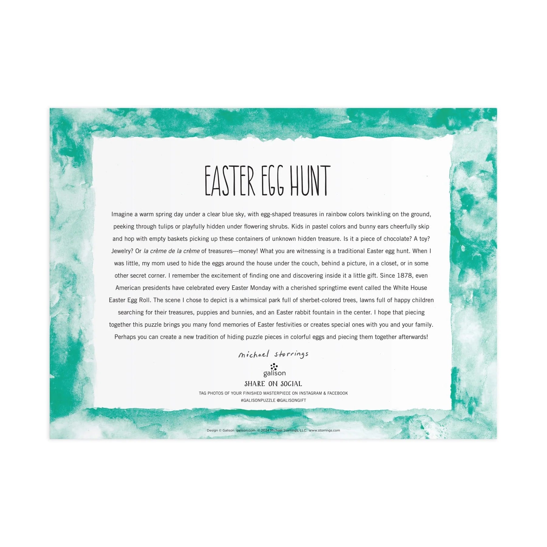 puzzle 1000 elementów dla dorosłych z motywem Easter Egg Hunt od Galison z opisem świątecznym