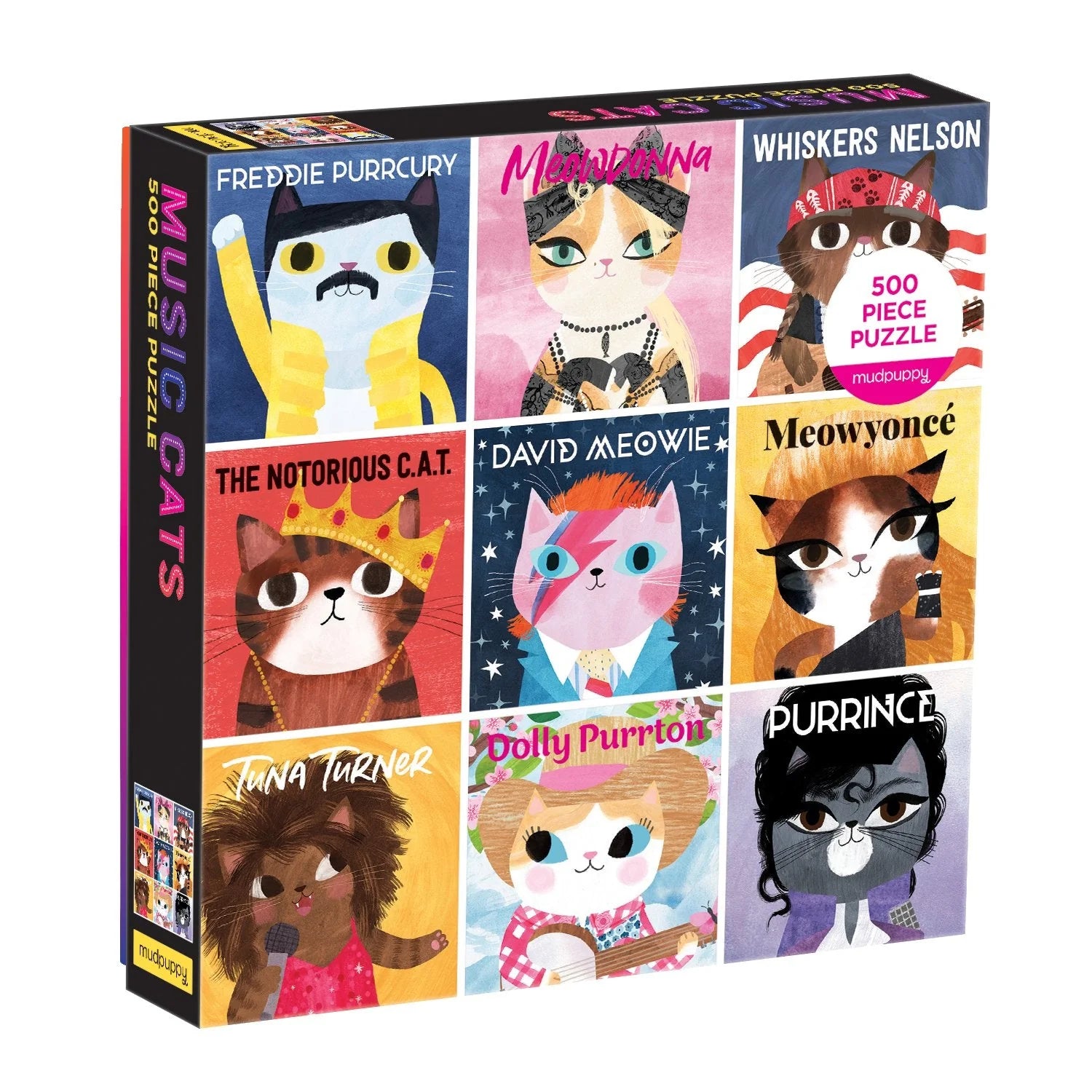 Puzzle koty muzyczne 500 elementów z kolorowymi ilustracjami kotów w muzycznych stylizacjach