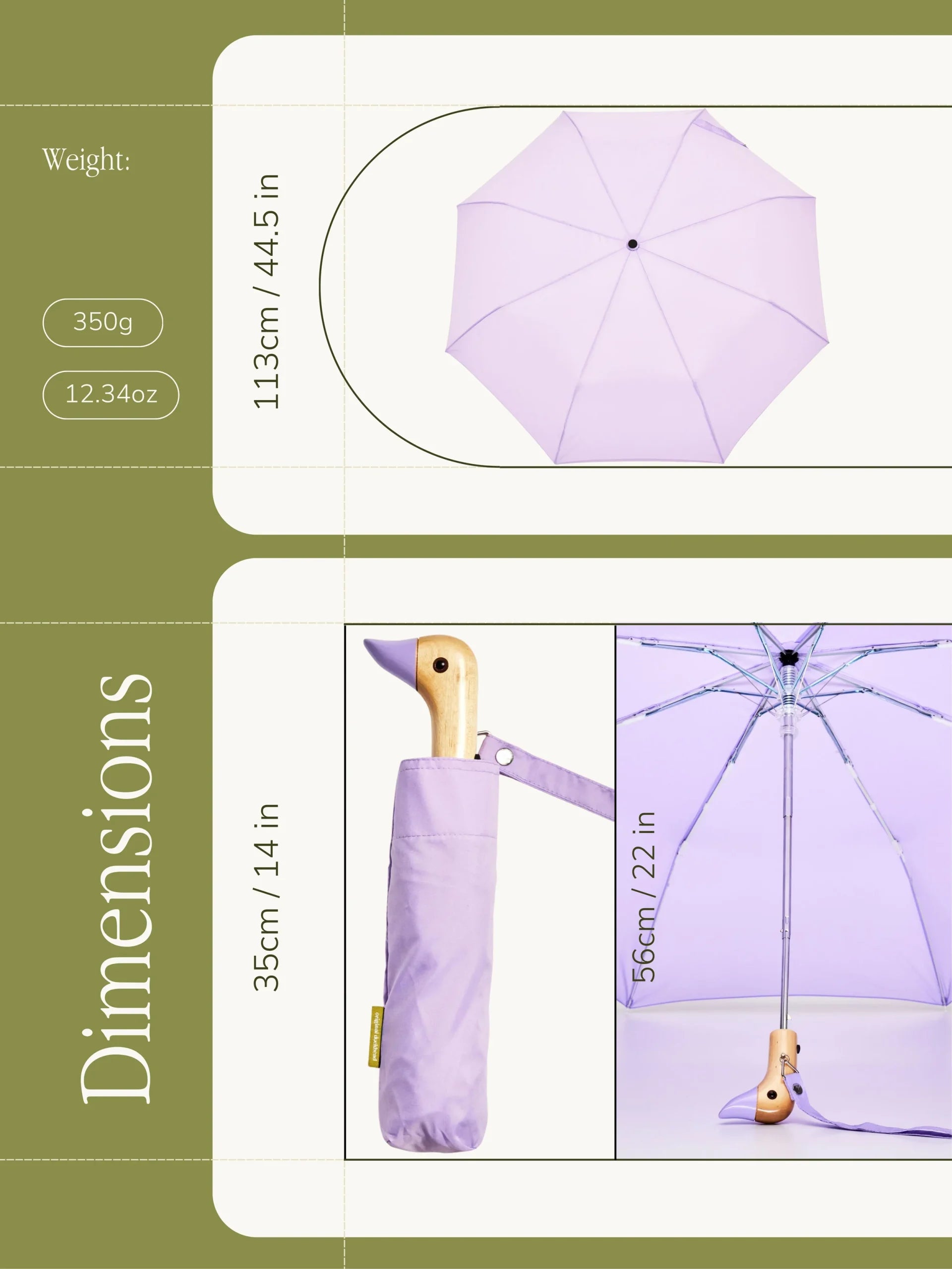 Parasol parasolka lilak z drewnianą rączką oraz wymiary i etui w tym samym kolorze