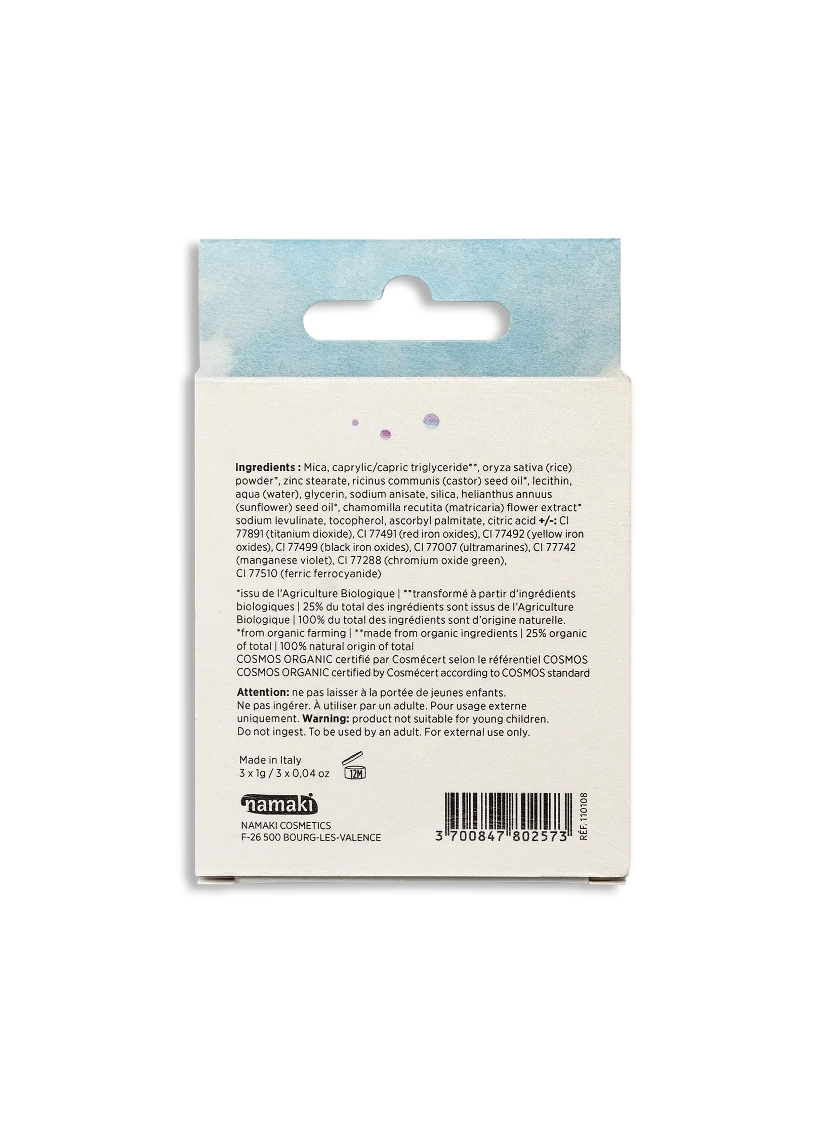 Paleta 3 cieni do powiek dla dzieci Namaki – zima