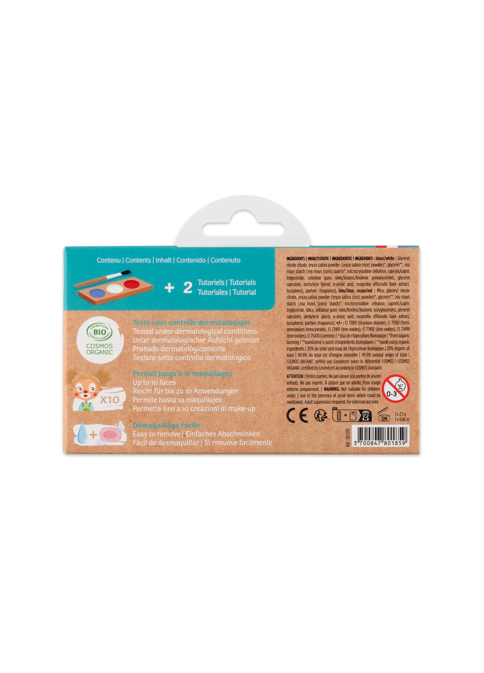 Opakowanie zestawu do malowania twarzy dla dzieci marki Yamann z instrukcjami i bezpiecznymi farbami do twarzy